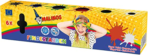 Malinos 300012 kein Fingerfarben, je, Kleinkinder, Made in EU, ungiftig, 25 ml (6er Pack) von MALINOS