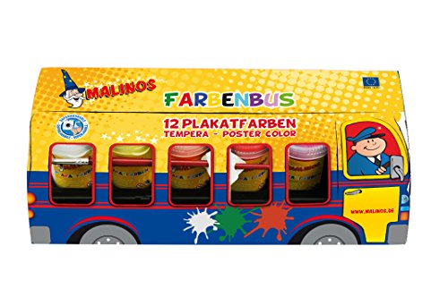 Malinos 300031 Farben Bus mit 12x Tempera Plakatfarben von MALINOS