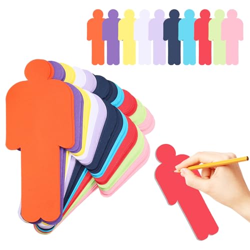 MALNDTK 150 Stück Mensch Bunt Moderationskarten Set, Mensch 10 Farben Präsentationskarten,Präsentationskarten Rund karten Set für Büro Schule Präsentation Vortrag (20x8cm) von MALNDTK