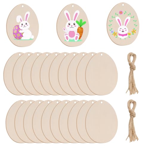 MALNDTK 20pcs Ostern Holzanhänger, Ostereier zum Bemalen, Ostereier zum Aufhängen, Ostereier Deko, Holz Ostern Eier, DIY Basteln zum Bemalen Holz Anhänger für Kinder Ostereier, Ostern Geschenke Kinder MALNDTK 20pcs Ostern Holzanhänger, Ostereier zum Bemalen, Ostereier zum Aufhängen, Ostereier Deko, Holz Ostern Eier, DIY Basteln zum Bemalen Holz Anhänger für Kinder Ostereier, Ostern Geschenke Kinder von MALNDTK