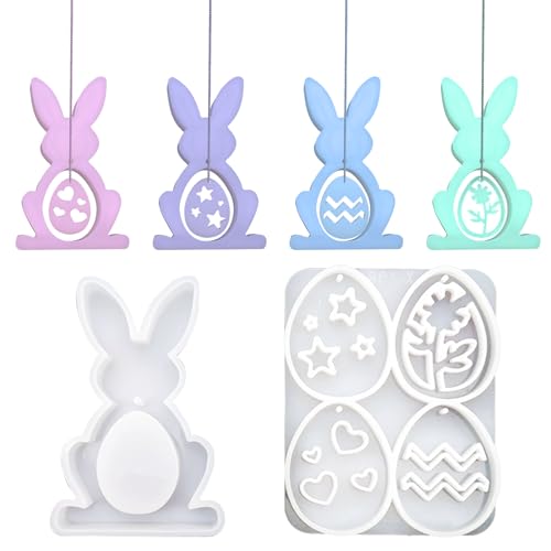 MALNDTK 2pcs Silikonformen Gießformen Ostern, Silikonform Ostern Anhänger Eier Kaninchen, Gipsformen Zum Gießen Osterhase Eier, DIY Silikonformen für Epoxidharz, Gips, Kerzen, Handwerk & Osterdeko MALNDTK 2pcs Silikonformen Gießformen Ostern, Silikonform Ostern Anhänger Eier Kaninchen, Gipsformen Zum Gießen Osterhase Eier, DIY Silikonformen für Epoxidharz, Gips, Kerzen, Handwerk & Osterdeko von MALNDTK