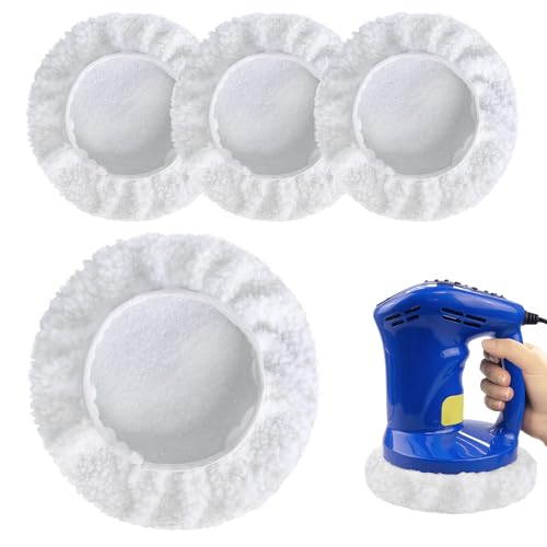 MALNDTK 4er Set Mikrofaser Wolle Poliert Mütze, Lammwoll-Polierhauben für CE-CB 18/254 Li, CC-PO 90, Polierpads für Autopolitur, Wachs und Schaumbehandlung für Strahlenden Glanz (9-10 Zoll) von MALNDTK