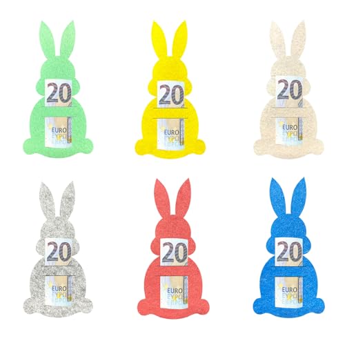 MALNDTK 6Pcs Ostern Geldgeschenke Set, Osterhasen Geldklammern,Osterhasen Tischkartenhalter, für Kreative Geldgeschenke,Tischdeko, Ostern Dekoration, perfekte Ostern Geschenkverpackung (B) von MALNDTK