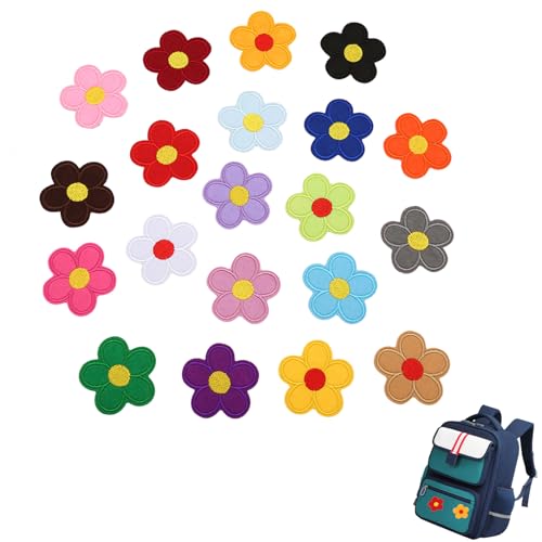 20 Stück Flicken zum Aufbügeln,Patches zum Aufbügeln,Bügelbilder für Textilien Erwachsene,Stoffblumen Gänseblümchen Blume,Bügelsticker,Bestickte Aufnäher für Hut Jeans Kleidung Rucksäcke DIY-Zubehör von MALOUSUN