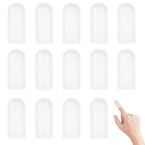 MALOUSUN 14 Stück Fingerschutz Silikon,Fingerkuppenschutz,Gel Fingerlinge Silikon,Gegen Finger Knibbeln,Finger Sleeves,Fingerschutz Bei Verletzung,Daumenschutz,Transparente Atmungsaktive Fingerkappen von MALOUSUN