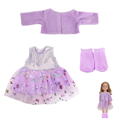 Puppenkleidung 43 cm,Puppenkleider für Zoll BabyPuppen,Puppen Kleider,Puppen Kleidung,Puppenkleid mit Socke und Mantel,Puppenkleidung Zubehör Sets,Puppenbekleidung,Doll Clothes für Mädchengeburtstag von MALOUSUN
