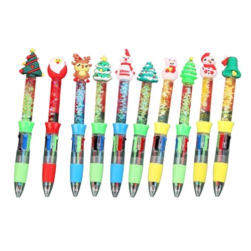 10 x mehrfarbige Weihnachts-Stifte, 4-in-1-Schreibstift, einziehbar, mehrfarbig, Drift-Sand-Kugelschreiber zum Schreiben, kreativer Kunst-Kugelschreiber 10 x mehrfarbige Weihnachts-Stifte, 4-in-1-Schreibstift, einziehbar, mehrfarbig, Drift-Sand-Kugelschreiber zum Schreiben, kreativer Kunst-Kugelschreiber von MALSSE