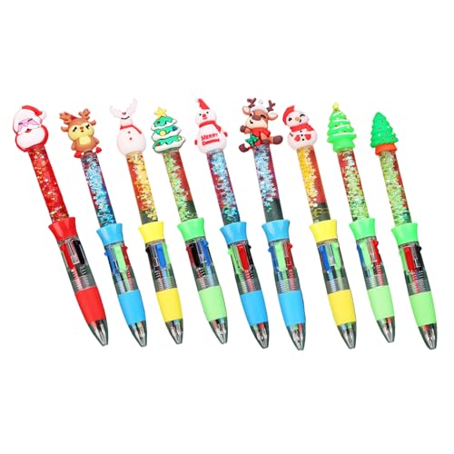 10 x mehrfarbige Weihnachts-Stifte, 4-in-1-Schreibstift, einziehbar, mehrfarbig, Drift-Sand-Kugelschreiber zum Schreiben, kreativer Kunst-Kugelschreiber 10 x mehrfarbige Weihnachts-Stifte, 4-in-1-Schreibstift, einziehbar, mehrfarbig, Drift-Sand-Kugelschreiber zum Schreiben, kreativer Kunst-Kugelschreiber von MALSSE