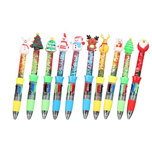 10 x mehrfarbige Weihnachts-Stifte, 4-in-1-Schreibstift, einziehbar, mehrfarbig, Drift-Sand-Kugelschreiber zum Schreiben, kreativer Kunst-Kugelschreiber 10 x mehrfarbige Weihnachts-Stifte, 4-in-1-Schreibstift, einziehbar, mehrfarbig, Drift-Sand-Kugelschreiber zum Schreiben, kreativer Kunst-Kugelschreiber von MALSSE