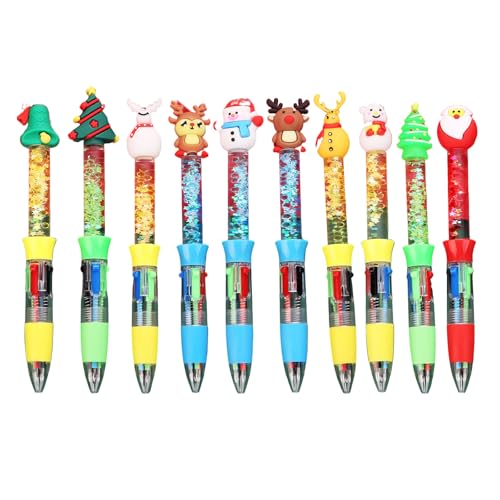 10 x mehrfarbige Weihnachts-Stifte, 4-in-1-Schreibstift, einziehbar, mehrfarbig, Drift-Sand-Kugelschreiber zum Schreiben, kreativer Kunst-Kugelschreiber 10 x mehrfarbige Weihnachts-Stifte, 4-in-1-Schreibstift, einziehbar, mehrfarbig, Drift-Sand-Kugelschreiber zum Schreiben, kreativer Kunst-Kugelschreiber von MALSSE