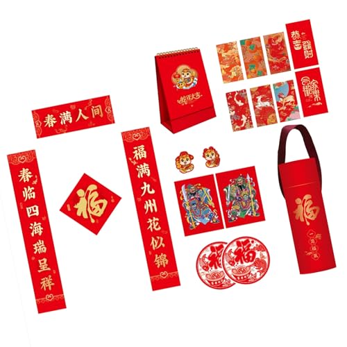 2025 Snake Year Flocking Couplets Set Complete With Tube Calendar Clings For Spring Festival Celebration von MALSSE