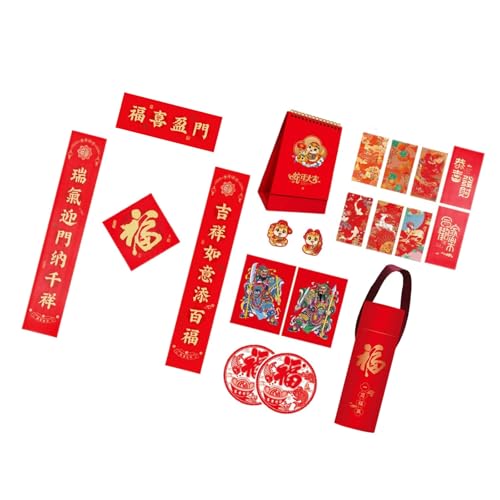 2025 Snake Year Flocking Couplets Set Complete With Tube Calendar Clings For Spring Festival Celebration von MALSSE