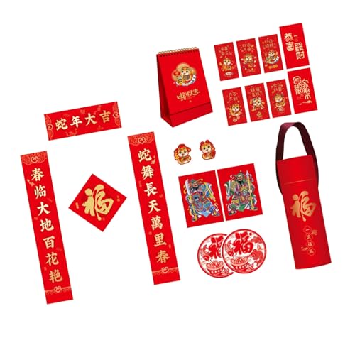 2025 Snake Year Flocking Couplets Set Complete With Tube Calendar Clings For Spring Festival Celebration von MALSSE