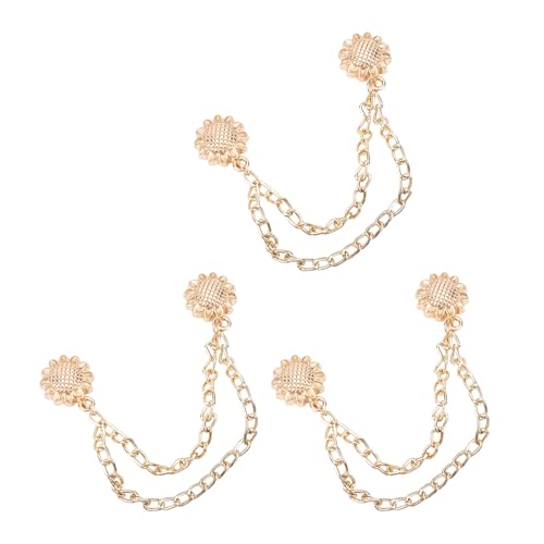 3 Stück Blumen-Clips, multifunktionale Metallmagnete, Knöpfe mit Kettenschnallen für Kleidung, Manschettenschnallen, Blumen, Schnallen mit Kette, Kleiderklammern 3 Stück Blumen-Clips, multifunktionale Metallmagnete, Knöpfe mit Kettenschnallen für Kleidung, Manschettenschnallen, Blumen, Schnallen mit Kette, Kleiderklammern von MALSSE