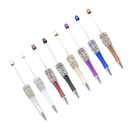 5/8 x Perlen-Kugelschreiber, glattes Schreiben, 1,0 mm, Schreibwaren, Perlen, für Schule, Büro von MALSSE