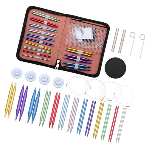 Austauschbare Rundstricknadel-Set Edelstahl Gerade Doppelspitze Stricknadel Set mit Etui Häkelnadel Set Austauschbare Rundstricknadel-Set Edelstahl Gerade Doppelspitze Stricknadel Set mit Etui Häkelnadel Set von MALSSE