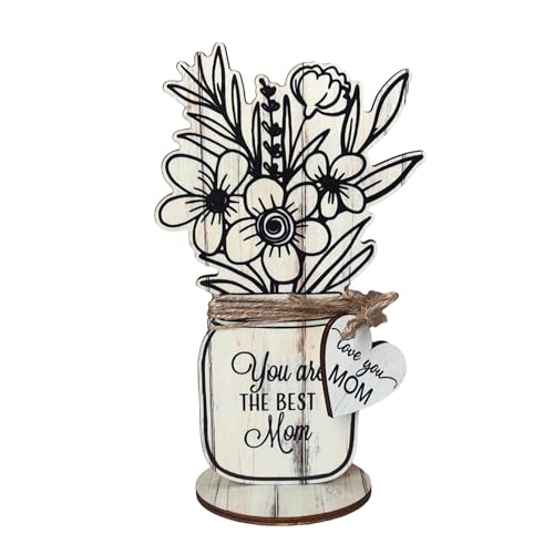 Einzigartige herzförmige Muttertags-Holzblumen-Dekoration, Muttertags-Wertschätzungs-Skulptur für besondere Menschen, einzigartig von MALSSE