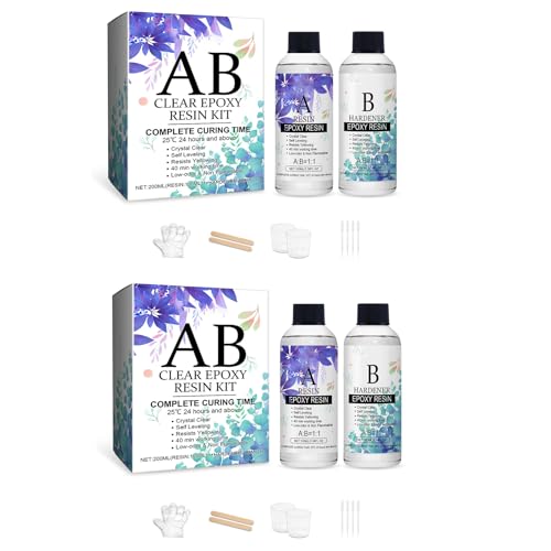 Epoxidharz (Harz und Härter, je 95 ml) für Schmuck mit 4 Pipetten, 2 Messbechern, Stäbchen, Handschuhen, einfach zu bedienen, Epoxidharz, 200 ml von MALSSE