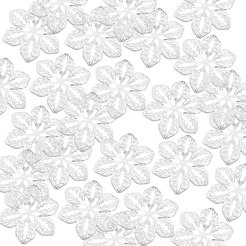 Filigrane Blumenverbinder aus Metall für Schmuckherstellung, gemischte Farben, hohle Blumen, Kopfbedeckungen, Zubehör, Schmuckherstellung, 100 Stück Filigrane Blumenverbinder aus Metall für Schmuckherstellung, gemischte Farben, hohle Blumen, Kopfbedeckungen, Zubehör, Schmuckherstellung, 100 Stück von MALSSE