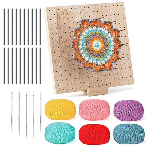 Häkel-Blockierbrett-Set, quadratisches Blockierbrett mit Nadeln, Strickzubehör zum Basteln, Stricken, Oma, quadratisches Häkeln mit Nadeln für Mutter von MALSSE