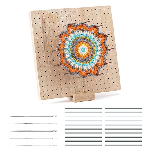 Häkel-Blockierbrett-Set, quadratisches Blockierbrett mit Nadeln, Strickzubehör zum Basteln, Stricken, Oma, quadratisches Häkeln mit Nadeln für Mutter von MALSSE