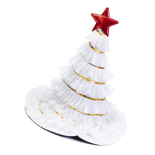 Kreative Weihnachtsbaum-förmige Mütze, Kopfbedeckung mit glitzernden Lametta und Stern verzierte Weihnachtsmannmütze für Erwachsene Männer und Frauen von MALSSE