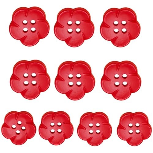 Kunstharzknöpfe zum Nähen, Mantel, Basteln, Blumenform, 4 Löcher, für Bastelprojekte, 10 Stück von MALSSE