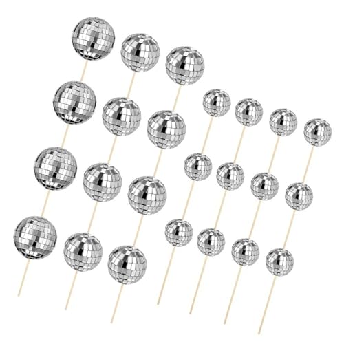 MALSSE 24 Stück Miniatur Discos Ball Cupcake Picks Kuchen Topper Dessert Geburtstag Dekorationen Festival Kuchen Verzierungen von MALSSE