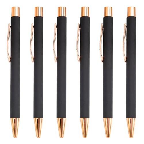 MALSSE 6 x 1,0 mm einziehbarer Kugelschreiber, Metallstift, glattes Schreiben, Stift für Büro, Schule, Klassenzimmer von MALSSE
