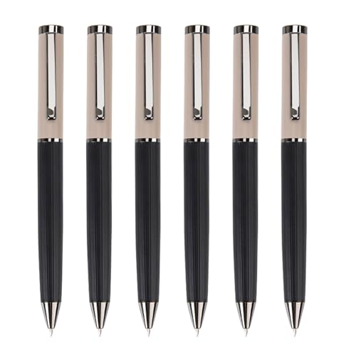 MALSSE 6 x Kugelschreiber, schwarze Tinte, 1,0 mm, Metall-Kugelschreiber, glattes Schreiben, Schreibwaren, Schule, Bürobedarf von MALSSE