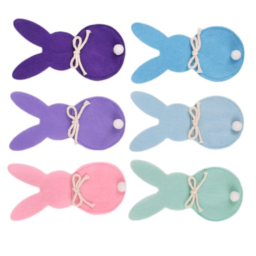 MALSSE Bestecktaschen aus empfindlichem Stoff, Motiv: Ostern, Kaninchen, Kaninchen, Geschirr, Tasche für Frühlingstischdekoration, Ostern, Tischdekoration, 6 Stück MALSSE Bestecktaschen aus empfindlichem Stoff, Motiv: Ostern, Kaninchen, Kaninchen, Geschirr, Tasche für Frühlingstischdekoration, Ostern, Tischdekoration, 6 Stück von MALSSE