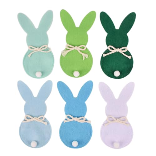 MALSSE Bestecktaschen aus empfindlichem Stoff, Motiv: Ostern, Kaninchen, Kaninchen, Geschirr, Tasche für Frühlingstischdekoration, Ostern, Tischdekoration, 6 Stück MALSSE Bestecktaschen aus empfindlichem Stoff, Motiv: Ostern, Kaninchen, Kaninchen, Geschirr, Tasche für Frühlingstischdekoration, Ostern, Tischdekoration, 6 Stück von MALSSE
