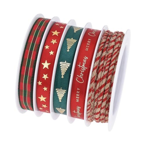 MALSSE Dekoratives Weihnachtsband, 4,5 m, Rolle für Festivals, Verpackungen, Bastelprojekte, Kranz, Geschenkbox, Verpackung, Requisiten von MALSSE