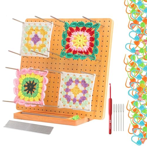 MALSSE Granny Quadratisches Blockierbrett mit 20 Nadeln, Häkel-Blockierbrett, Holz, für Häkelgarn, Strickprojekte, Liebhaber, Geschenk MALSSE Granny Quadratisches Blockierbrett mit 20 Nadeln, Häkel-Blockierbrett, Holz, für Häkelgarn, Strickprojekte, Liebhaber, Geschenk von MALSSE