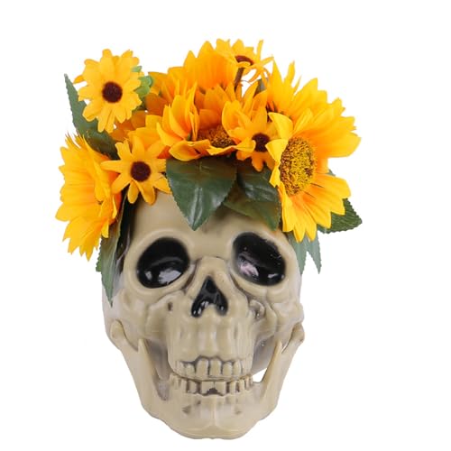 MALSSE Halloween-Totenkopf-Tischdekoration mit Blumenschädel Skulptur Modell Figur Festival Urlaub Dekorationen Partyzubehör Party für Zuhause Tisch MALSSE Halloween-Totenkopf-Tischdekoration mit Blumenschädel Skulptur Modell Figur Festival Urlaub Dekorationen Partyzubehör Party für Zuhause Tisch von MALSSE