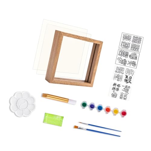 MALSSE Handabdruck-Kunsthandwerk, Glasmalerei-Set mit 6 Farben und Holzrahmen für Hochzeit, Babyparty, Geburtstag, Jahrestag, Handabdruck, Malerei, Lehrwerkzeug von MALSSE