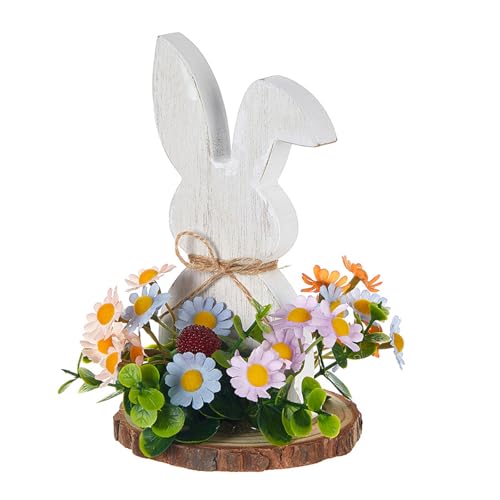MALSSE Holz-Hasen-Tischdekoration, Holzschild zum Aufhängen, Party-Tischdekoration, Blumenarrangement für Haustür, Bauernhäuser von MALSSE