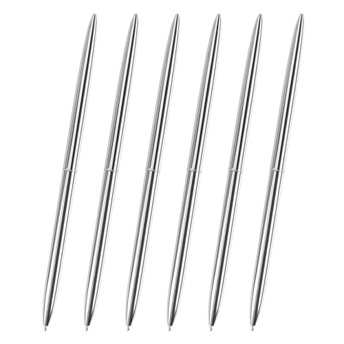 MALSSE Langer Kugelschreiber, Drehmechanik, Metall-Kugelschreiber, 1,0 mm Spitze, reibungsloses Schreiben, Signierstift, Gastschild, 6 Stück von MALSSE