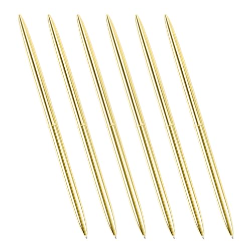 MALSSE Langer Kugelschreiber, Drehmechanik, Metall-Kugelschreiber, 1,0 mm Spitze, reibungsloses Schreiben, Signierstift, Gastschild, 6 Stück von MALSSE