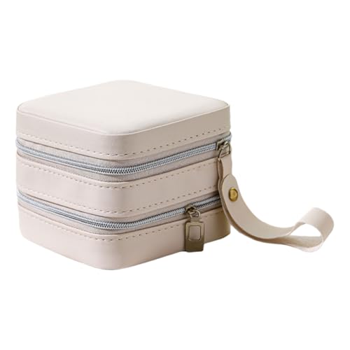 MALSSE Mehrschichtiges Schmuckkästchen für Reisen, elegante, tragbare Schmuckschatulle, Miniatur-PU-Leder-Organizer für Ringe, Ohrringe MALSSE Mehrschichtiges Schmuckkästchen für Reisen, elegante, tragbare Schmuckschatulle, Miniatur-PU-Leder-Organizer für Ringe, Ohrringe von MALSSE