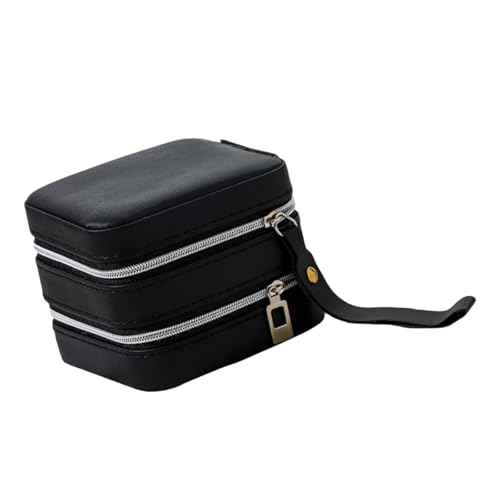 MALSSE Mehrschichtiges Schmuckkästchen für Reisen, elegante, tragbare Schmuckschatulle, Miniatur-PU-Leder-Organizer für Ringe, Ohrringe von MALSSE