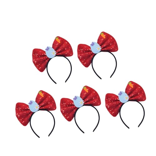 MALSSE Set mit 5 Pailletten-Stirnbändern, Cartoon-Schleife, Stirnbänder für Kinder, Erwachsene, Frauen, Fotografie, Festival, Kostümzubehör von MALSSE