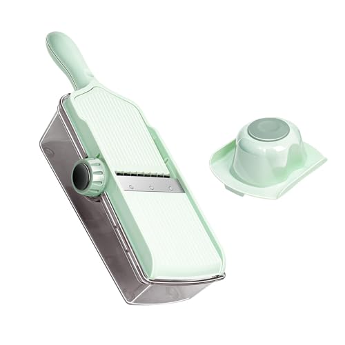 Multifunktionaler Gemüsehobel Manueller Gemüseschneider Käsereibe mit Behälter Küche Gurken Schneiden Gadget Lebensmittelschneider mit Behälter von MALSSE