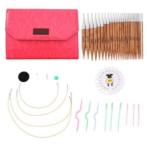 Rundstricknadel-Set mit Aufbewahrungskoffer für Anfänger, austauschbare Nadeln, 3 mm - 10 mm, professionelles Werkzeug, 13 Paar von MALSSE