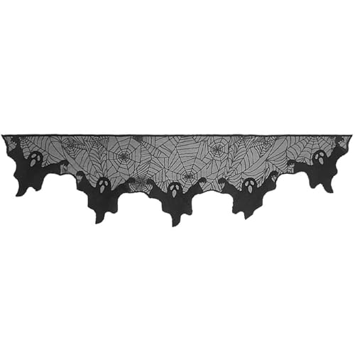 Weiche Tischdecke für Halloween, Party, Tischdekoration, Kaminschal, Webmuster für Festlichkeiten im Innenbereich, schwarzer Polyester-Tischläufer von MALSSE