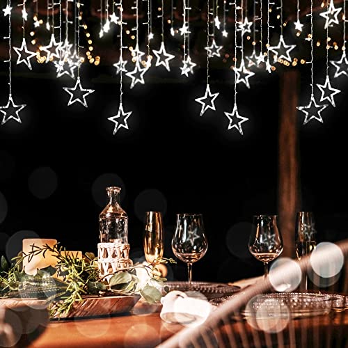 MALUX Lichterkette Sterne 12 Sterne mit Fernbedienung 138LED 8 Modi USB-betrieben für Schlafzimmer Gartenparty Hochzeit Weihnachten, idealess Geschenk ostern für Familien freunde Kaltweiß von MALUX