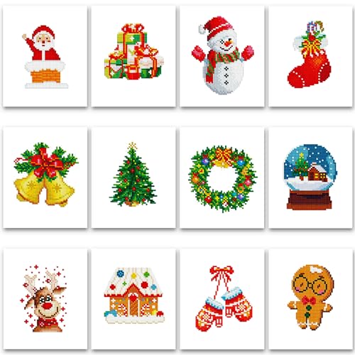 12 Stück Mini Diamond Painting Weihnachten, 5D Weihnachten Diamant Painting Bastelset Kinder, Xmas Diamant Painting Bilder Weihnachtsmann Deko für Home Weihnachtsde, 15x18 cm, ohne Bilderrahmen 12 Stück Mini Diamond Painting Weihnachten, 5D Weihnachten Diamant Painting Bastelset Kinder, Xmas Diamant Painting Bilder Weihnachtsmann Deko für Home Weihnachtsde, 15x18 cm, ohne Bilderrahmen von MAMACHU