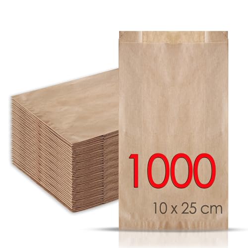 MAMAPAS 1.000 Kraftpapiertüten 10+4x25, butterbrottüten, Papiertüte für Brot, Kleine Tüten für Süßigkeiten, Krafttüten, Plätzchentüten Papier, Geschenktüten, Sandwichtüten, Bäckertüten, brottüten von MAMAPAS