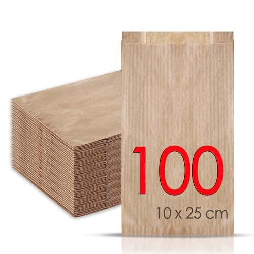 MAMAPAS 100 Kraftpapiertüten 10+4x25, butterbrottüten, Papiertüte für Brot, Kleine Tüten für Süßigkeiten, Krafttüten, Plätzchentüten Papier, Geschenktüten, Sandwichtüten, Bäckertüten, brottüten von MAMAPAS