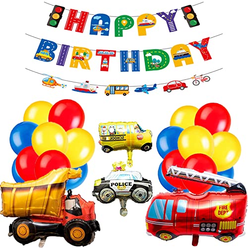 Auto Geburtstag Deko,Geburtstagsdeko Jungen 2 Jahre,Deko 2. Geburtstag Junge,Geburtstagsdeko Auto-Groß Folienballon Auto，Happy Birthday Banner Birthday Decorations für Kinder Baby Junge Party von MAMELI